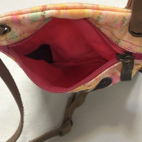 Laurel Burch Dog Print Crossbody Bag Small Canvas Purse Sun N Sand Adjustable - Picture 5 of 10